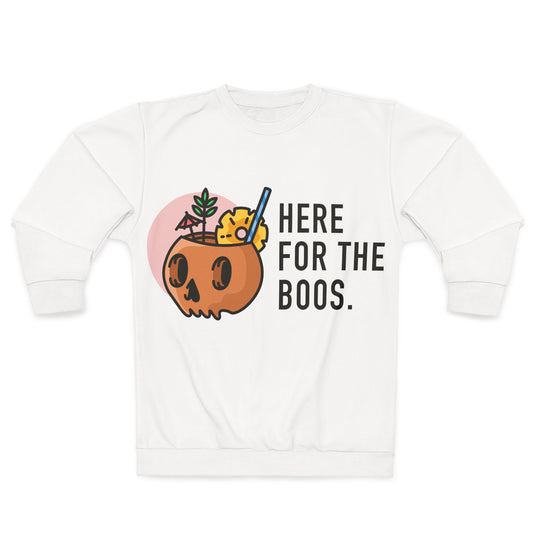 Unisex "Here for the Boos" Halloween Party Sweatshirt (AOP)