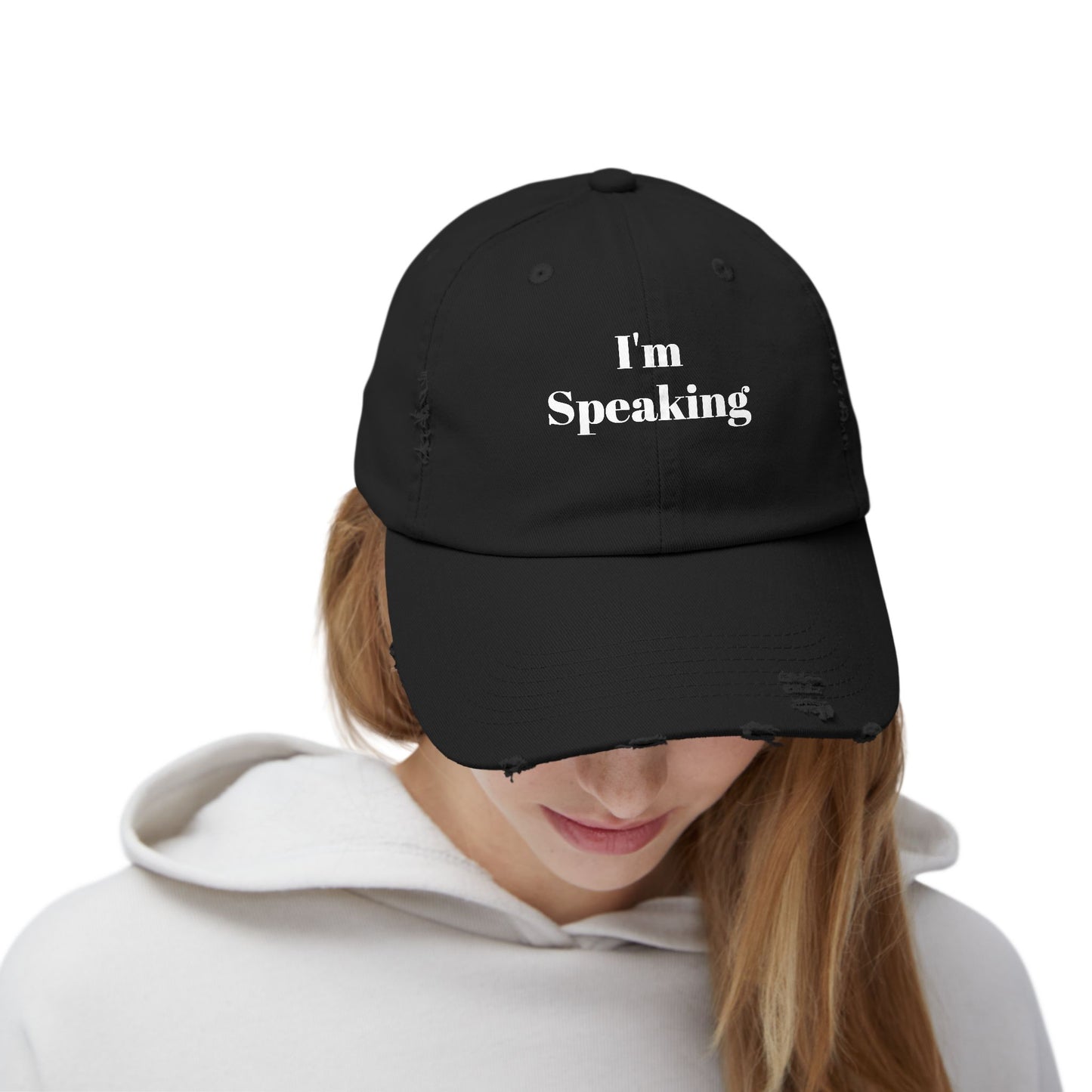 Unisex Distressed Cap "I'm Speaking" Political Hat