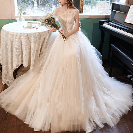 Soft French Layered Tulle Gown