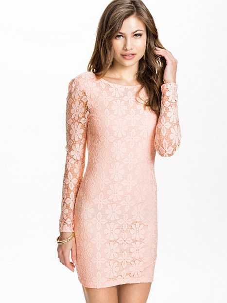 Low Back Lace Long Sleeve Slim Fit Dress