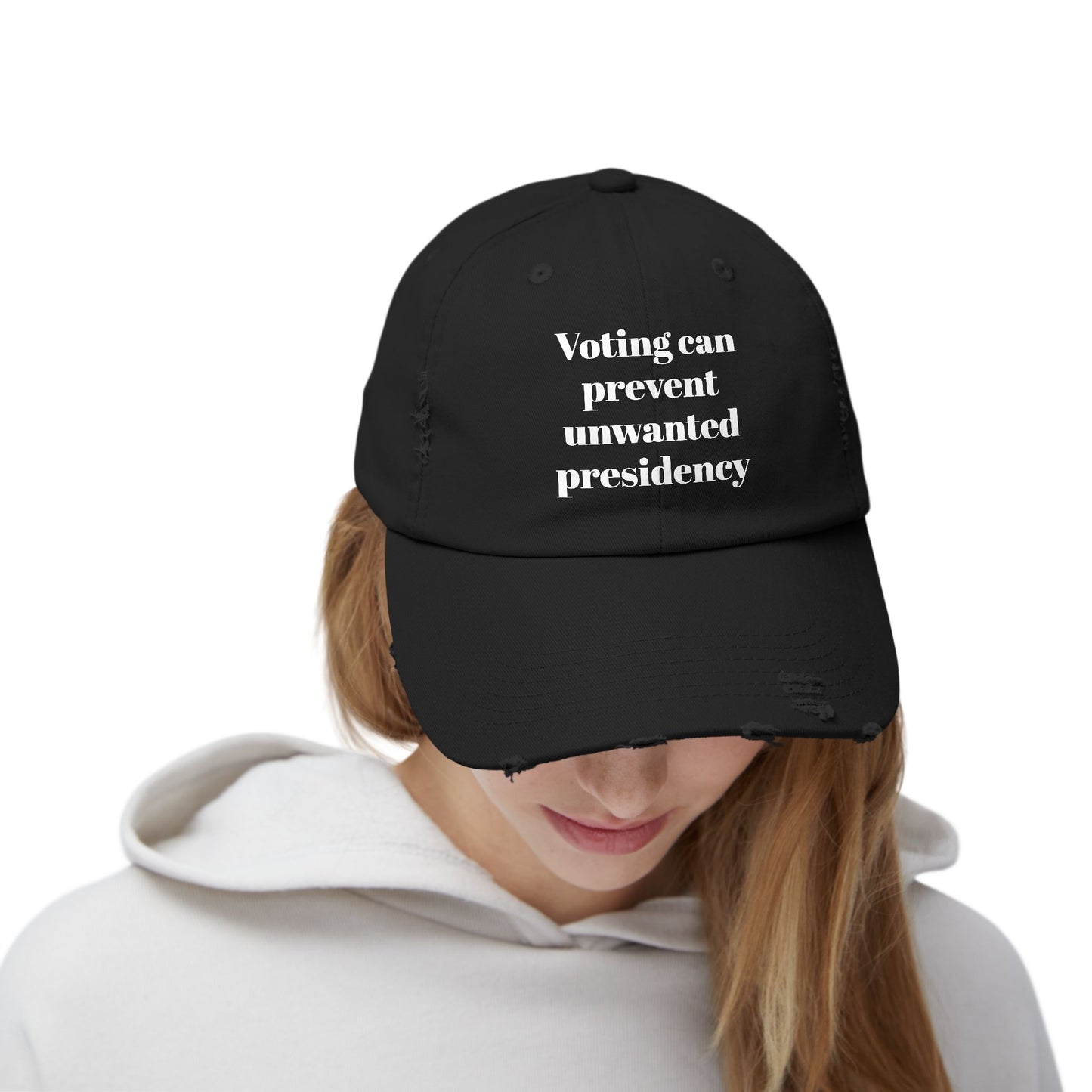 Unisex Distressed Cap "Voting..." Political Hat