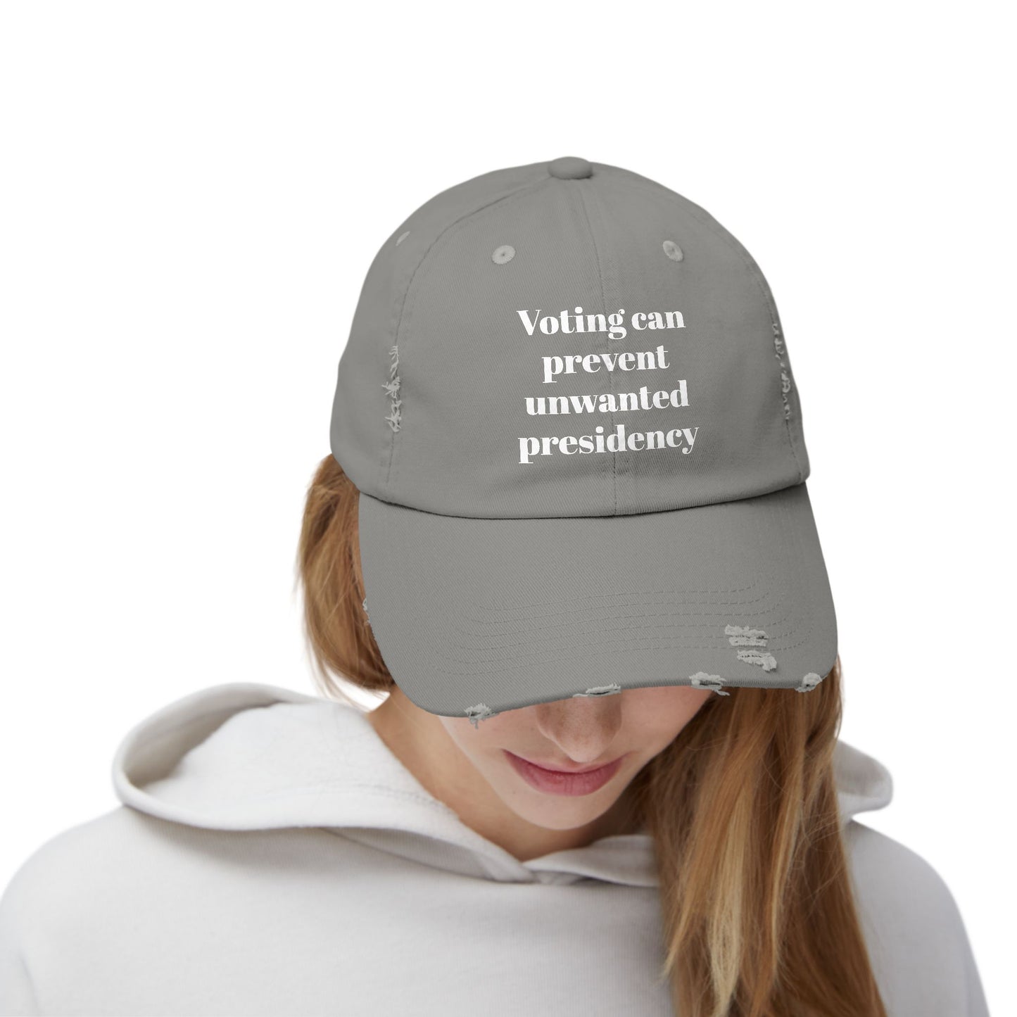 Unisex Distressed Cap "Voting..." Political Hat