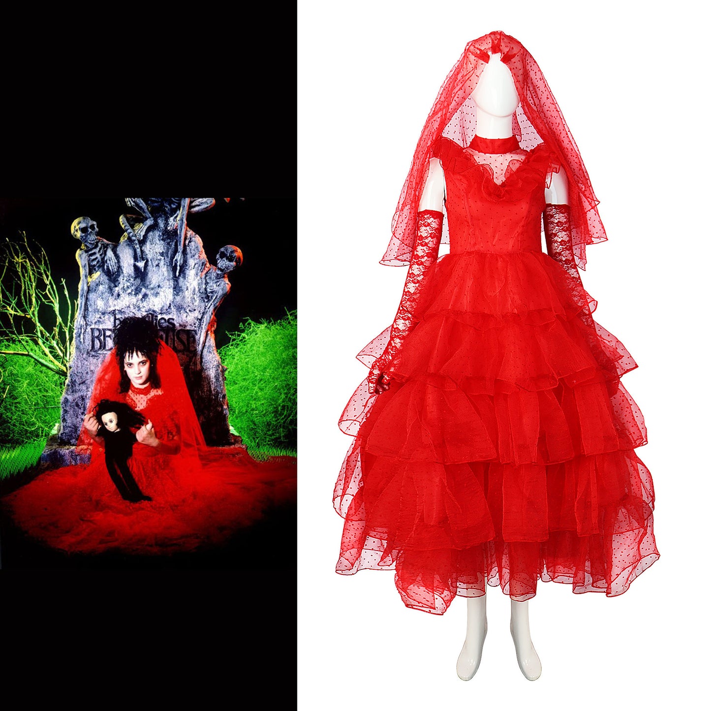 Halloween Costume Beetlejuice Cosplay Wedding Dress