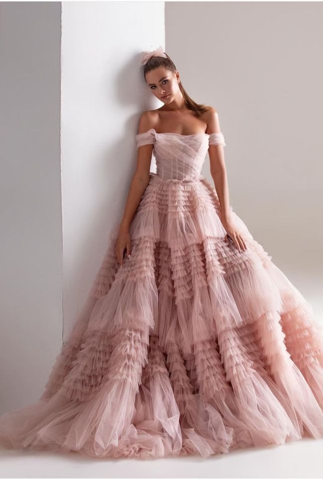 Mesh Layered Ball Gown