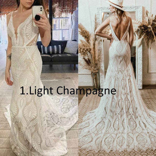 Women's Boho Bridal Beach Wedding Dress