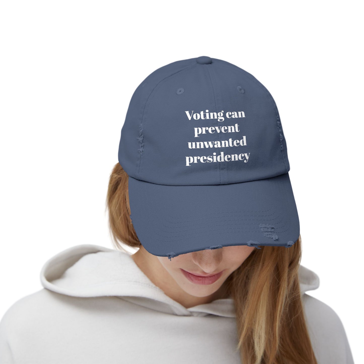 Unisex Distressed Cap "Voting..." Political Hat