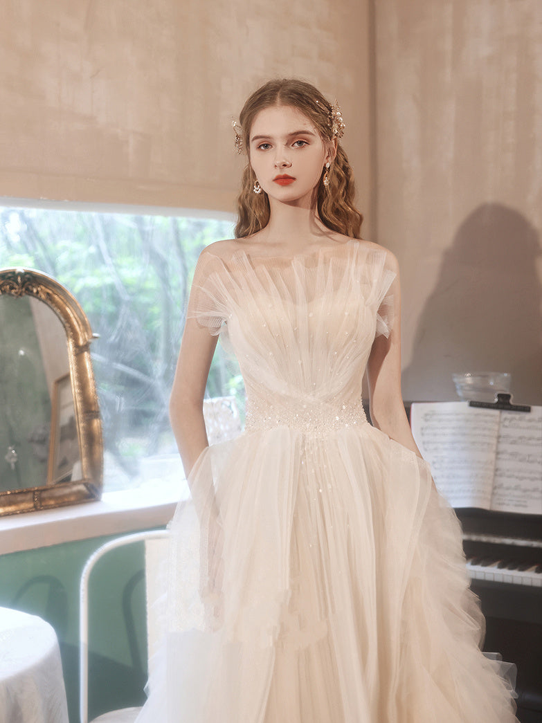 Soft French Layered Tulle Gown