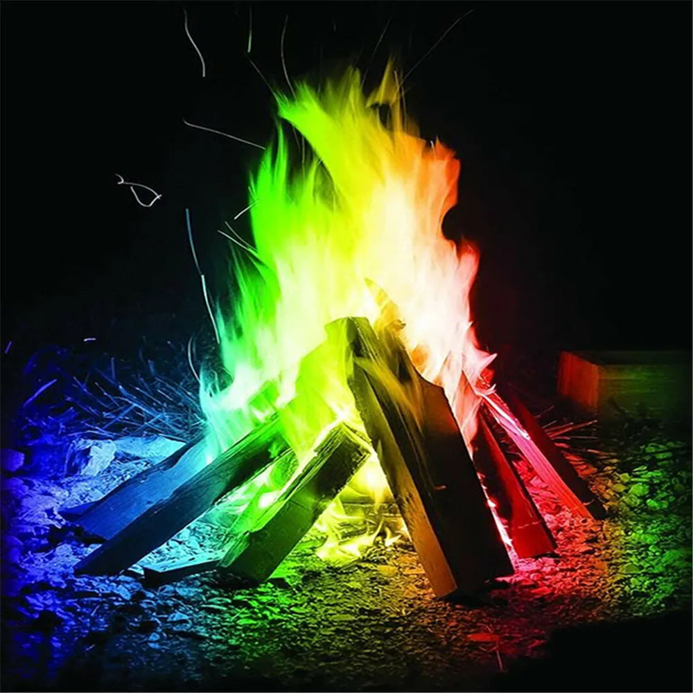 1Pc Mystical Colorful Flames Powder Color Bonfire Flame Sachet Fireplace Fire Glowing Props Pyrotechnics Festival Party Supplies