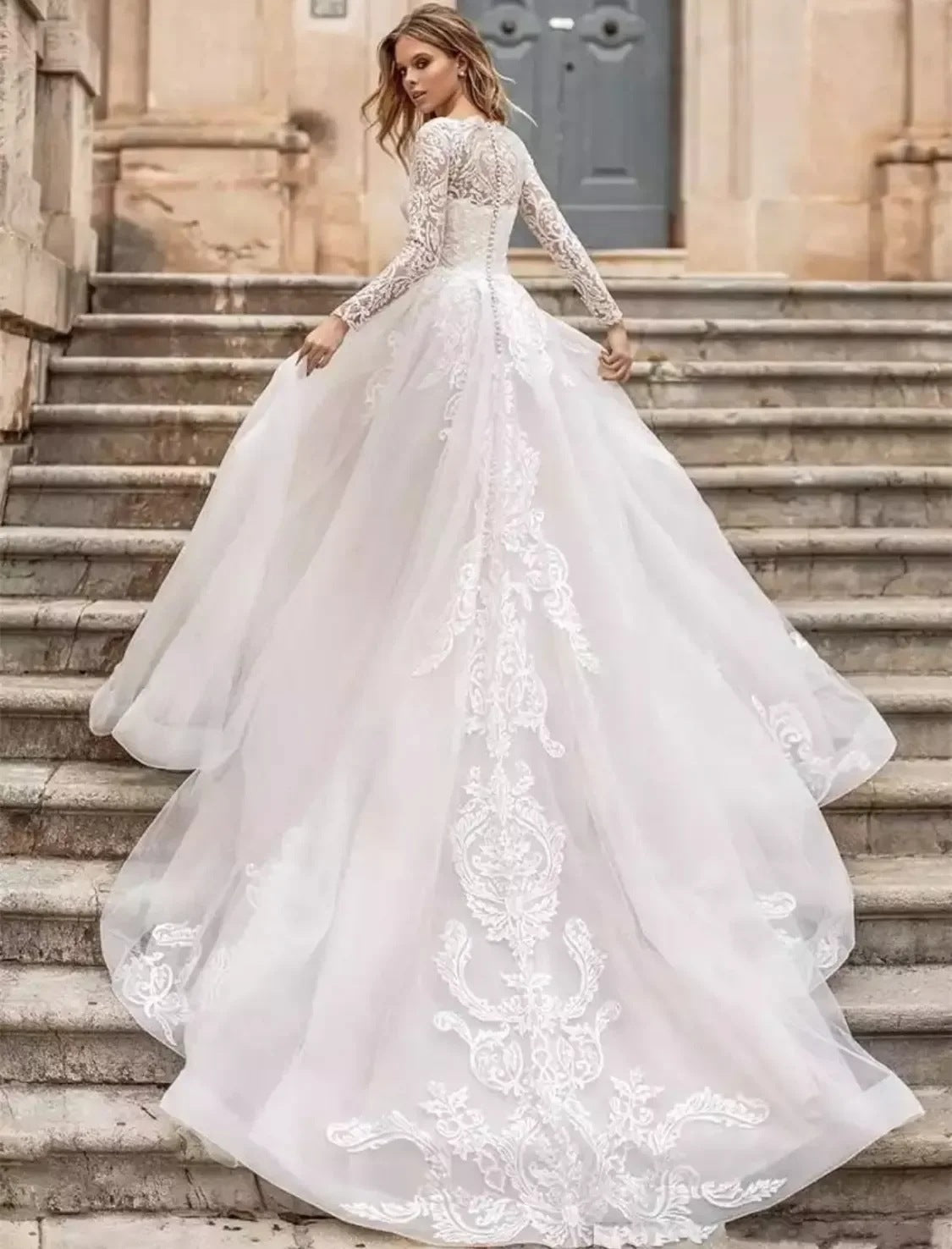 Long Sleeve High Neckline Exquisite Wedding Dress