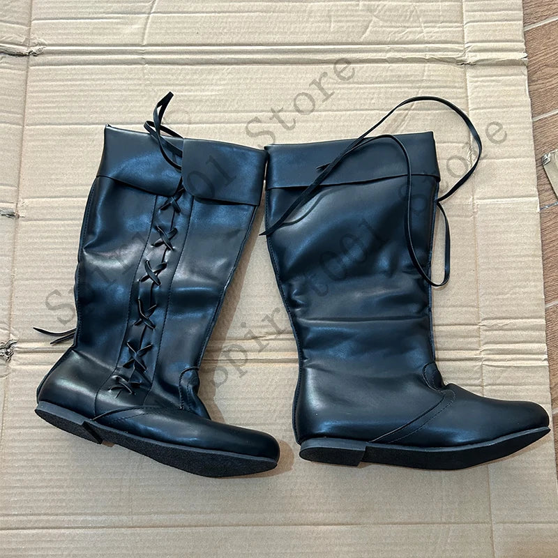 Unisex Cosplay Faux Leather High Boots