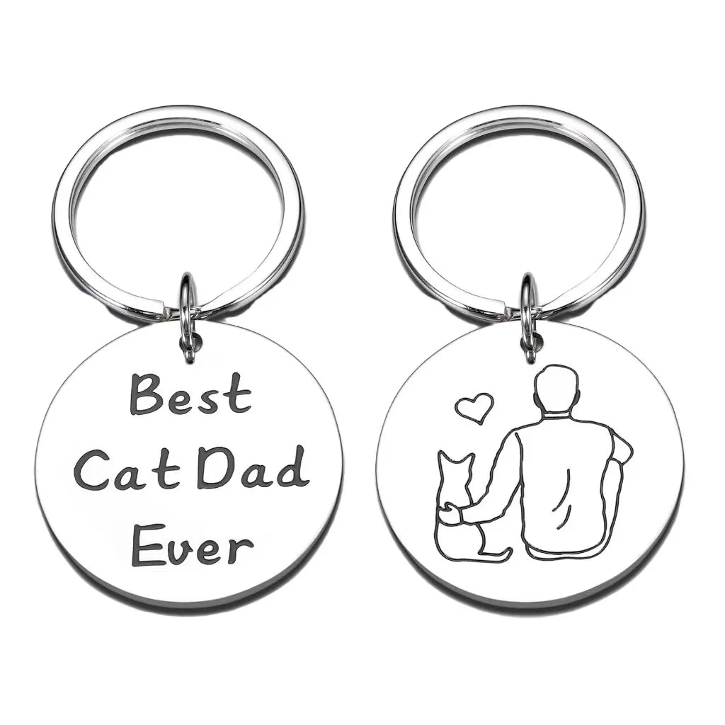 Best Cat Dad Ever Pendant Keychain Double Sided  YLQ10371