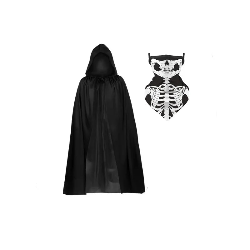 Grim Reaper Black Cape Cloak and Props set