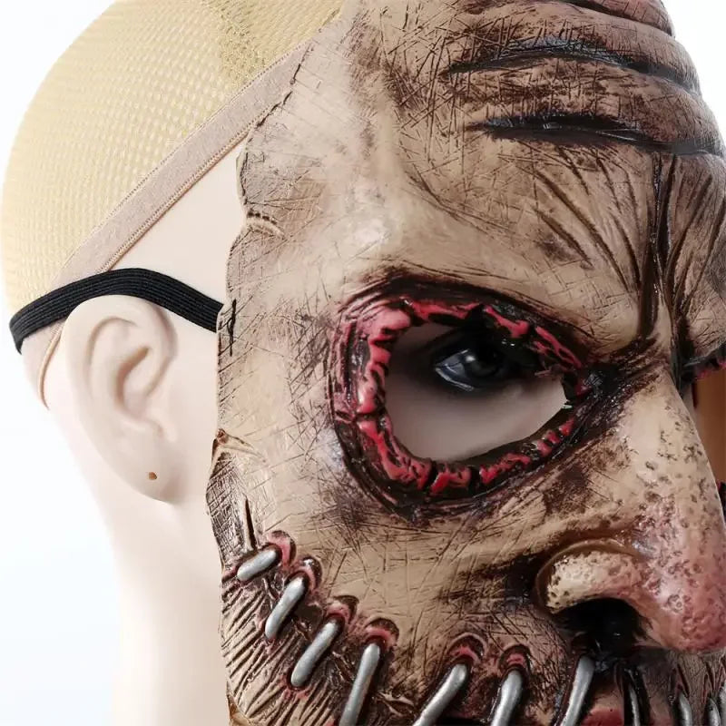 Realistic Latex Stitched Mouth Mask