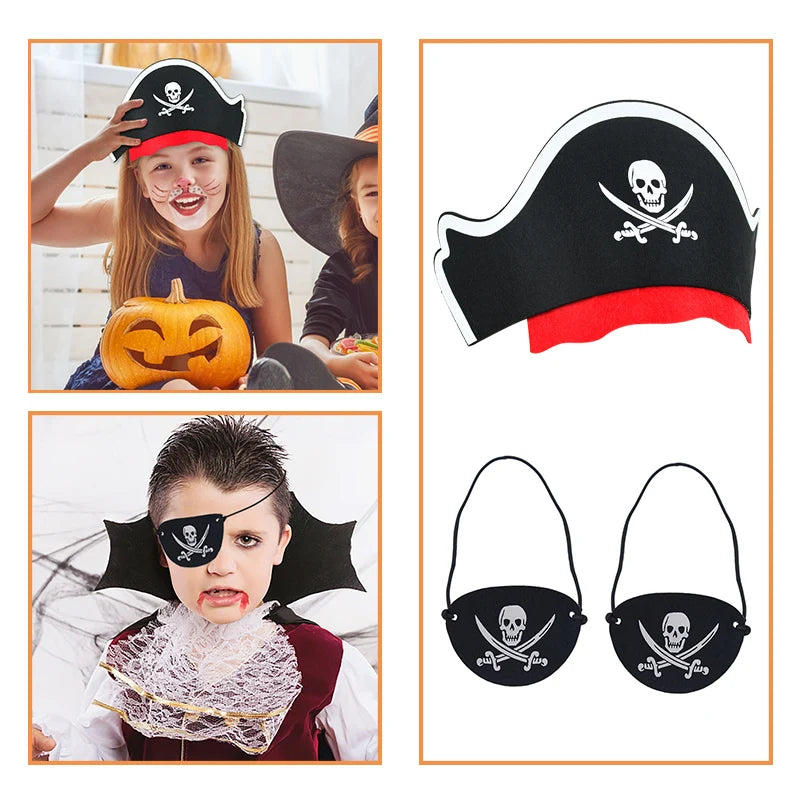 1/3/6pcs Halloween Pirate Hat or Eye Patch