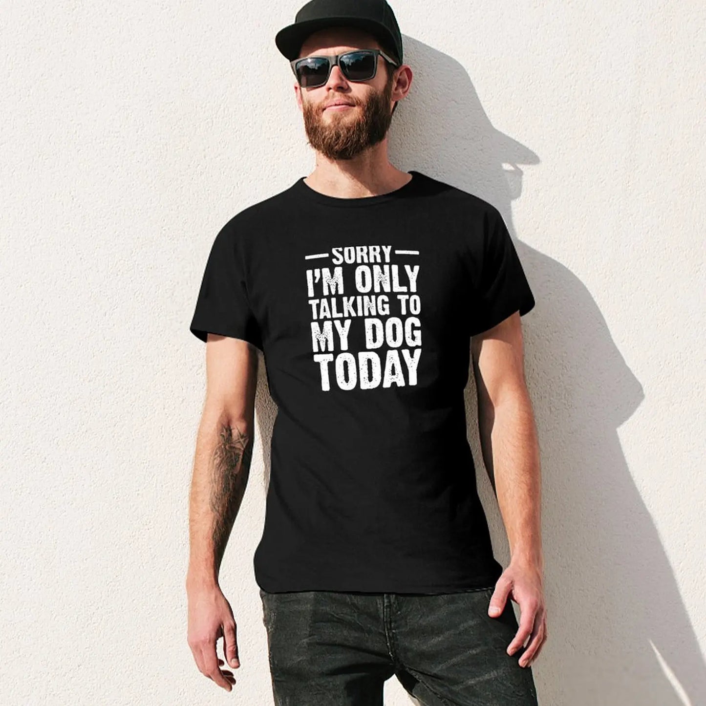 Only Talking To My Dog Today Funny Distressed Lettering Unisex Tee Shirt