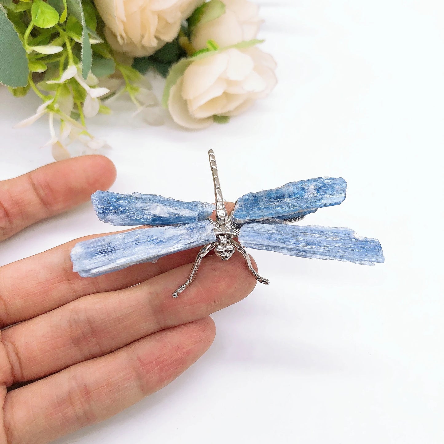 1PC Natural Blue Kyanite Dragonfly Figurine Crystal Stone spar crafts  Chakra Butterfly Reiki Healing Home Decoration Gift