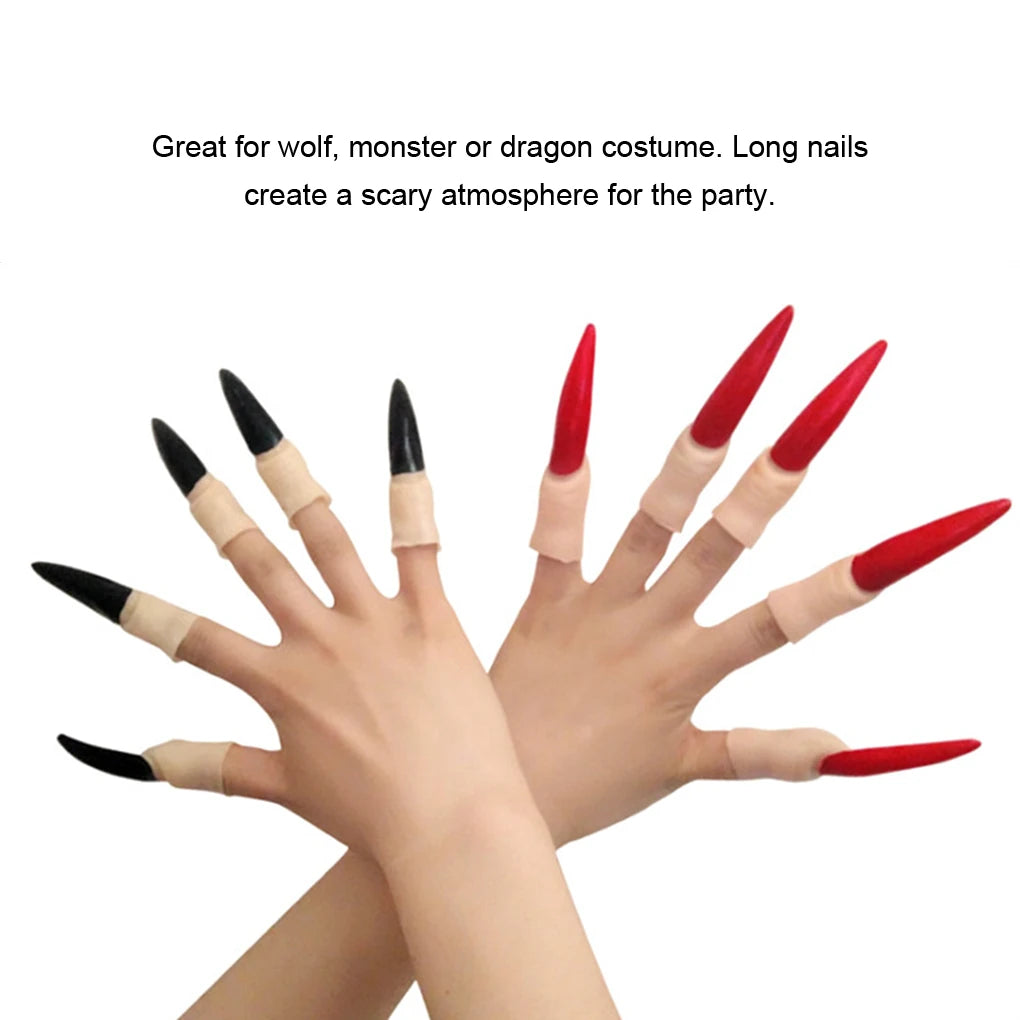 10pcs/set Long Fake Fingertip with Nails - Halloween