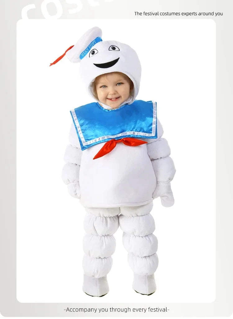 Ghostbuster Marshmallow Puff Cosplay Costume for Babies and Kids