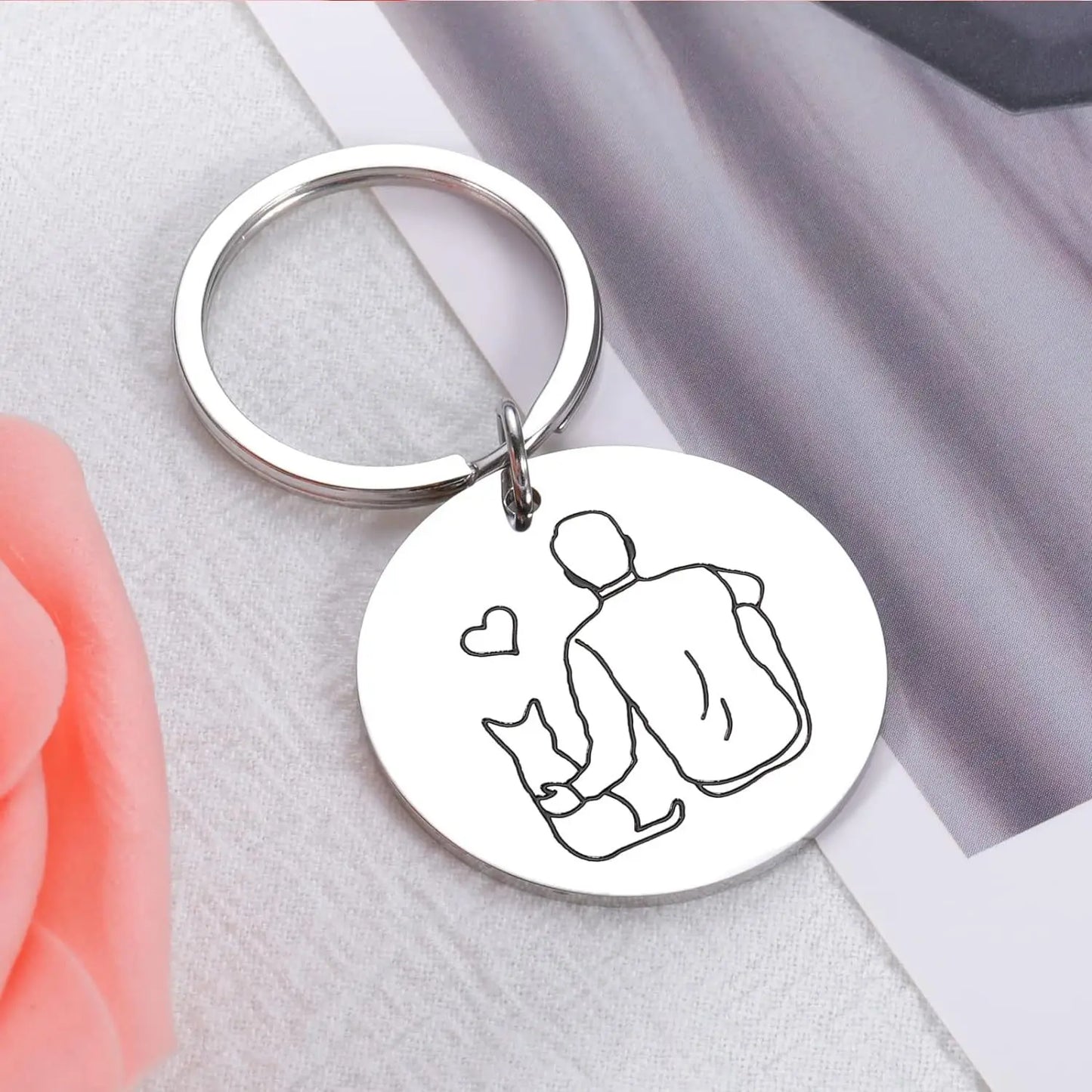 Best Cat Dad Ever Pendant Keychain Double Sided  YLQ10371