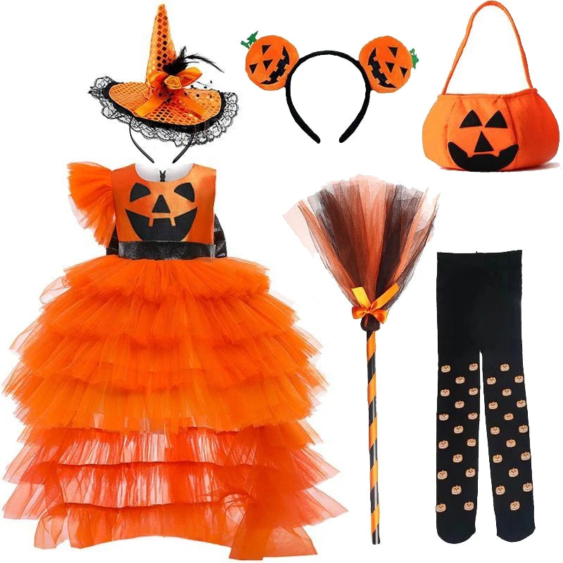 Pumpkin Witch Costume Sets for Toddlers/Girls