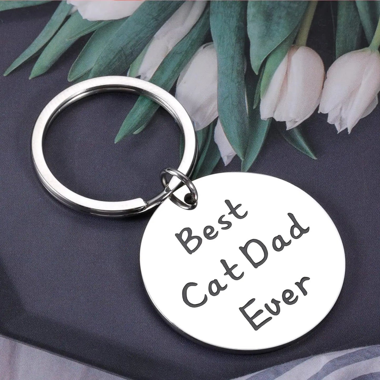 Best Cat Dad Ever Pendant Keychain Double Sided  YLQ10371