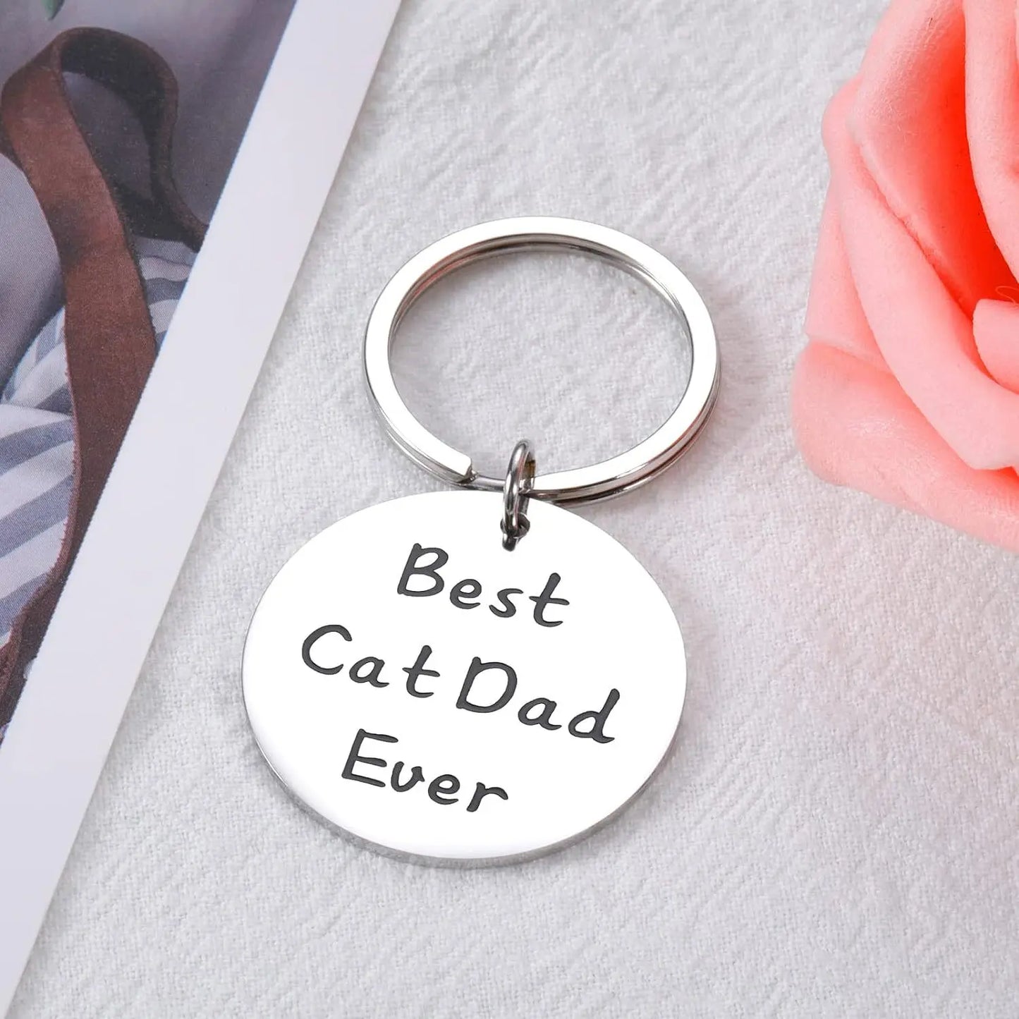 Best Cat Dad Ever Pendant Keychain Double Sided  YLQ10371