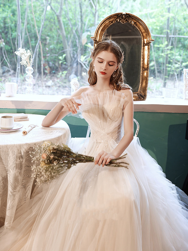 Soft French Layered Tulle Gown