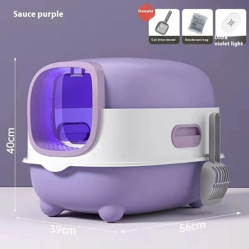 Fully Enclosed Oversized Litter Box with  UV Sterilization