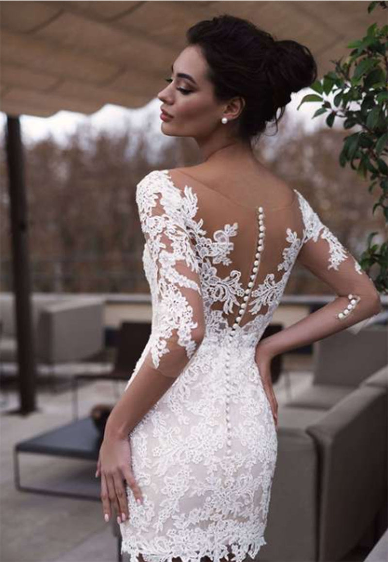 Long Sleeve Lace Short Dress