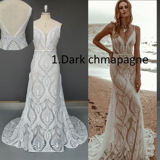 Women's Boho Bridal Beach Wedding Dress