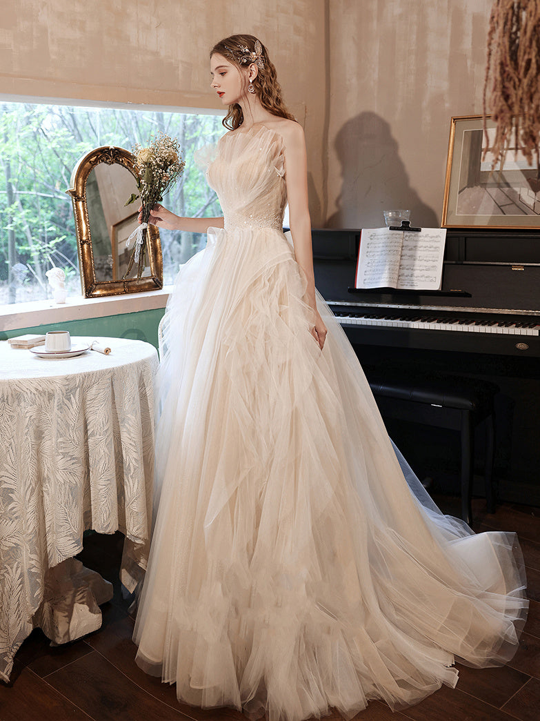 Soft French Layered Tulle Gown